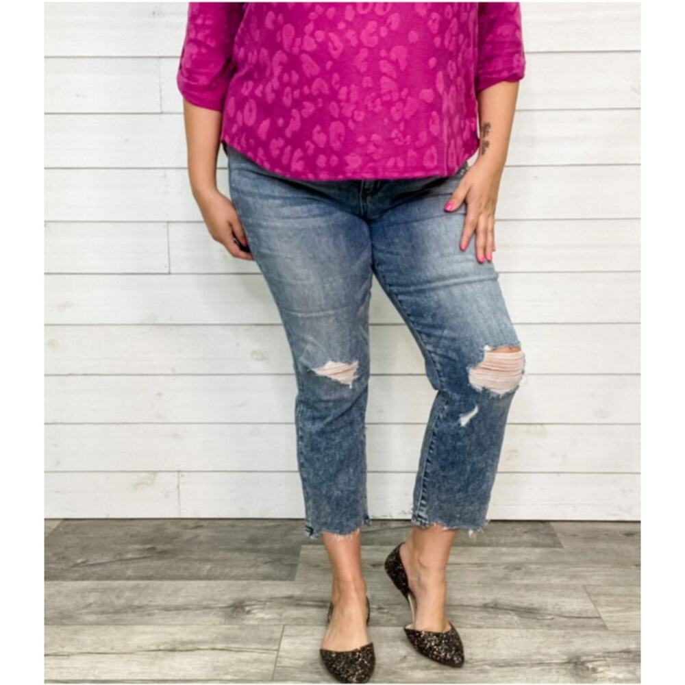 Judy Blue Short on Time Cropped Bootcut Jeans Size 14W